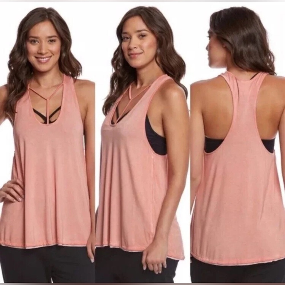 Free People Amelia Tank MEDIUM Relaxed Peach Racerback Jersey Minimalist Chic